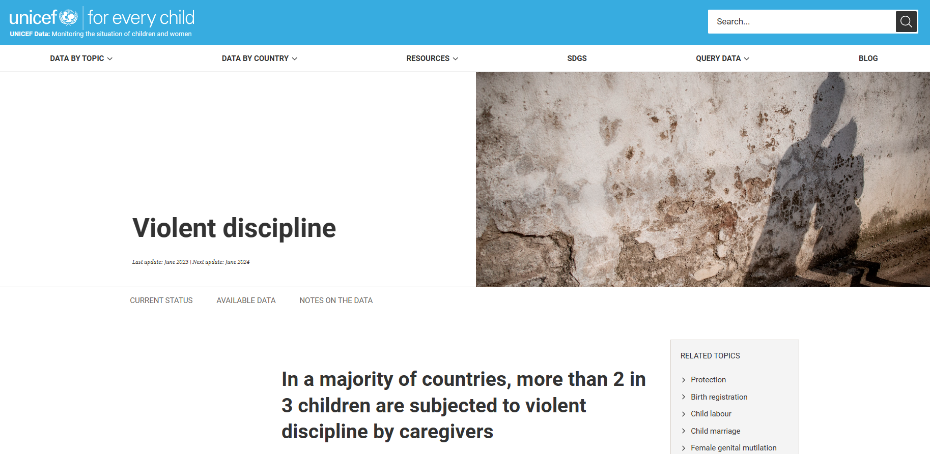 UNICEF violent discipline webpage